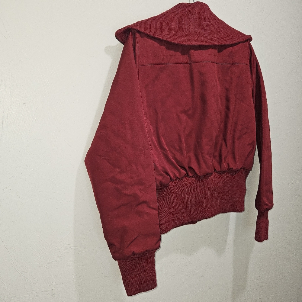 Alpha Industries Coat Jacket Maroon Red Women Large Outerwear Winter Mid Crop - Picture 9 of 14